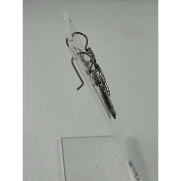 Nefertiti Egyptian Revival Vintage Unmarked Sterling Silver Pierced Earrings - Picture 9 of 12